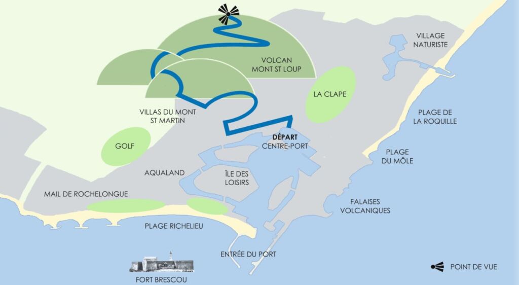 carte descriptif visite circuit mont saint loup les petits trains activités à faire au cap